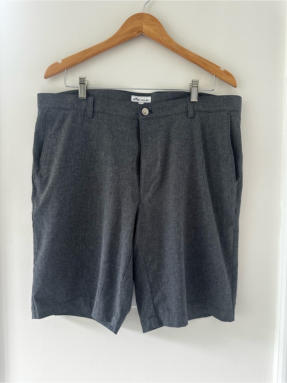 Peter Millar Charcoal Gray Flat-Front Shorts